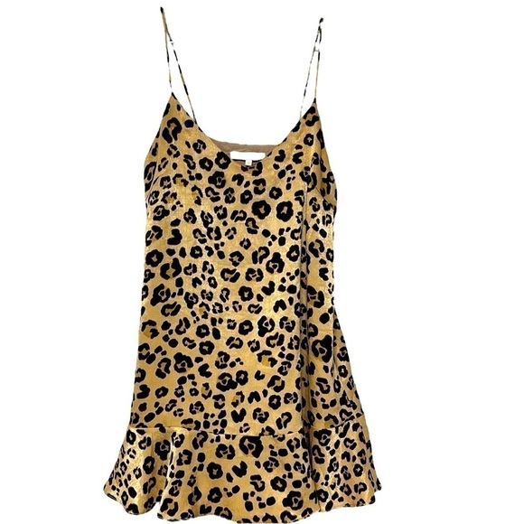 Olivaceous Cheetah Leopard Animal Print Sleeveless Ruffle Hem Slip Dress Small - Picture 3 of 8